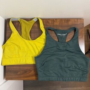 Outdoor Voices Green Yellow Racerback Sports Bra Bundle Activewear Small Sporty